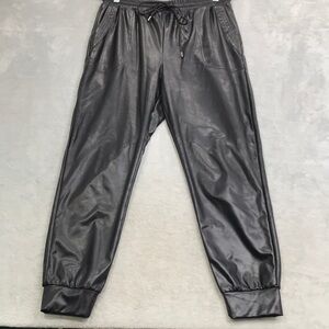 Umgee Women's Black Faux Leather Joggers Size Large